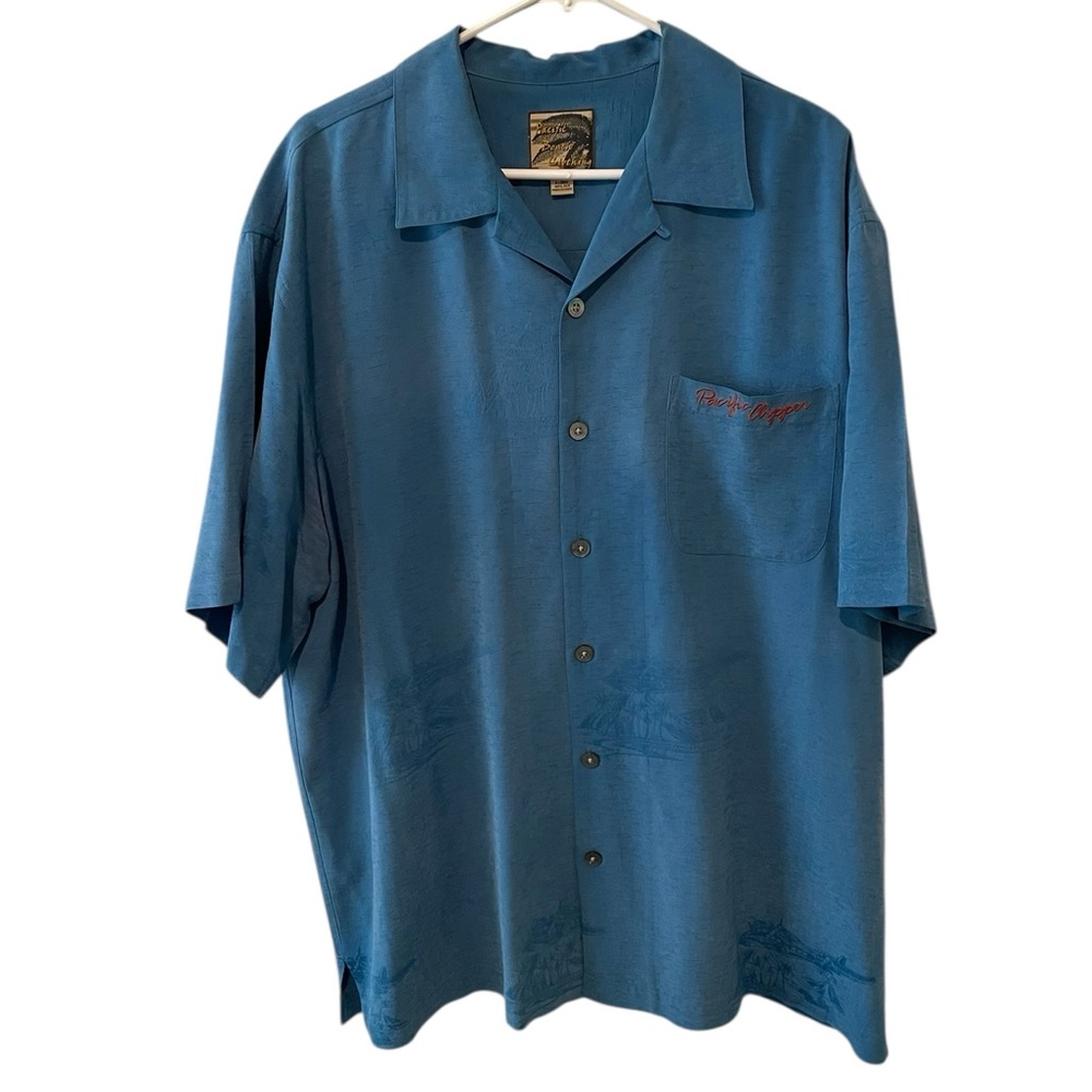 Vintage Pacific Beach 100% Silk Clipper Embroidered Button Down Shirt Size XL - Picture 5 of 11